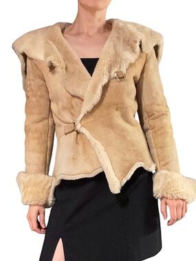 Vent Couvert Paris | Genuine Shearling Fur Lined Moto Wrap Jacket